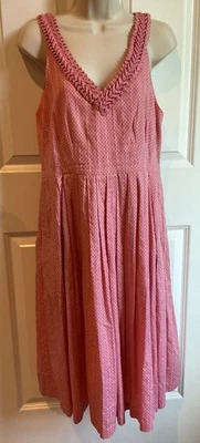 Moulinette Soeurs Sundress Pink w Black Polka Dots Size 6 (8) Braided Neckline - Image 1 of 4
