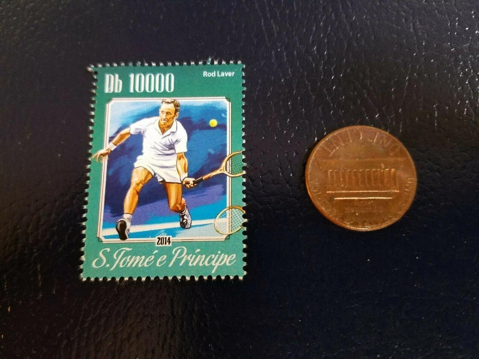 Sello perforado Rod Laver EE. UU. USTA Tennis 2014 S. Tome e Principe Foto 1 de 1