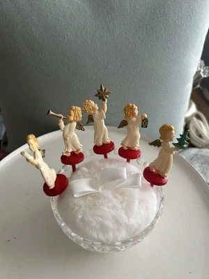 1950’s Celluloid Christmas Angel Cupcake Picks - Made In Germany - Set Of 5 - Image 1 of 4