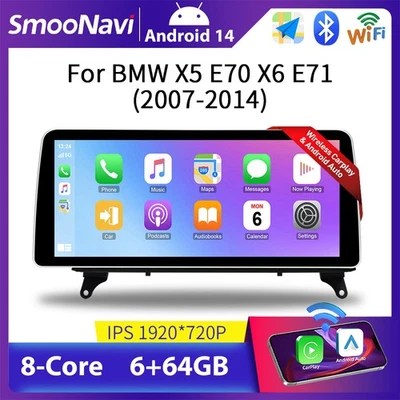SMOONAVI 12,3" Auto Radio Car GPS Stereo 4+64GB SWC Carplay für BMW X5 E70 X6 E71 CIC