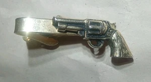 Pistol Gun Revolver Six Shooter Vintage Tie Bar Clip Clasp Ad - Picture 1 of 6
