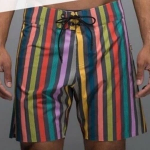 Bañador corto Lululemon Current State *9" talla 32 a rayas playa piscina - Imagen 1 de 8