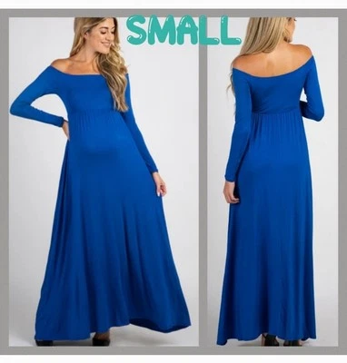 Black Cherry Women Small Cobalt Blue Off the Shoulder Photos Maternity Gown - Image 1 of 4