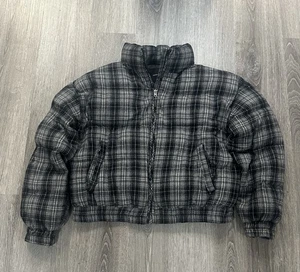 Forever 21 grau karierter gefütterter Mantel Gr. Large - Bild 1 von 4