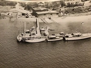 Vintage TEXACO GAS STATIONS on Pier and Shoreline PHOTO 8” x 10” B&W Harrison Ph - Picture 1 of 5