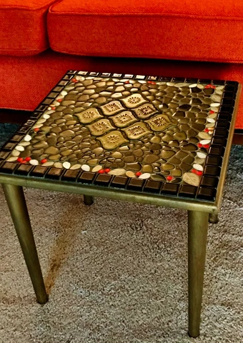 Vintage mid century modern mosaic tile side table Cover