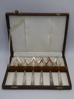 PLATO GROSVENOR EPNS CUBIERTOS POMELO CUCHARAS EN CAJA Foto 1 de 4