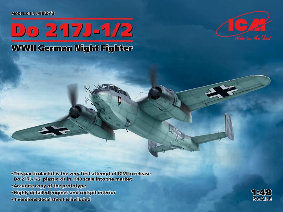 Do 217J-1/2, WWII German Night Fighter 1:48 Plastic Model Kit ICM - Immagine 1 di 1