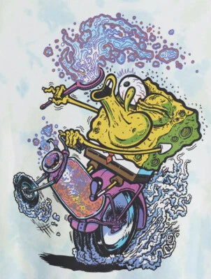 SpongeBob SquarePants пузырь мотоцикла белый галстук краситель толстовка размер XXL - Изображение 1 из 4