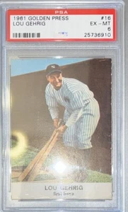 1961 GOLDEN PRESS # 16 LOU GEHRIG YANKEES PSA 6 EX-MINT - Picture 1 of 2