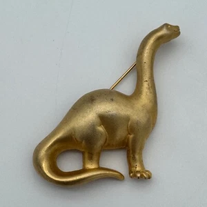 VTG Dinosaur Gold Tone Brooch Pin Brachiosaurus Dino - Picture 1 of 2