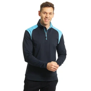 **SALE** ISLAND GREEN PANELLED TOP LAYER PULLOVER XL NAVY/TURQUOISE BRAND NEW - Picture 1 of 2