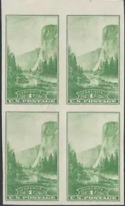 Block of 4 - Scott 756 - Imperf. NGAI - 1 cent - Yosemite - 1935 - MLH - Picture 1 of 1