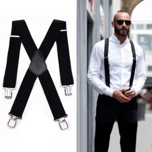 Pantalones de motociclista resistentes negros en forma de X con tirantes ajustables para hombre - Imagen 1 de 12