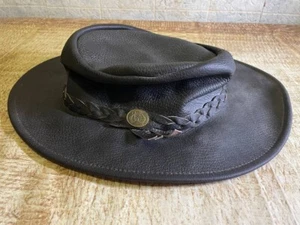Vintage The Australian Bush Hat Co Genuine Premium M Size Leather Hat - Picture 1 of 7