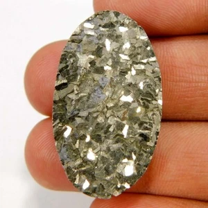 56.95Cts. Natural FABULOUS Pyrite Druzy Oval Cabochon Loose Gemstone - Picture 1 of 3