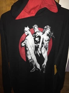 Justice League DC Comics Batman-superman-WonderWoman Hooded L/S T-Shirt Mens NWT - Picture 1 of 3
