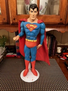 1988 Authentic DC comics Superman Doll Cape Action Figure 15 inch Toy W/ Stand - Picture 1 of 10