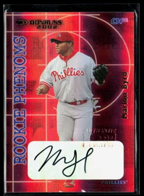 Marlon Byrd 2002 Donruss The Rookies Phenoms Autographs Auto #RP-25 #/500 AU,SN - Image 1 of 2