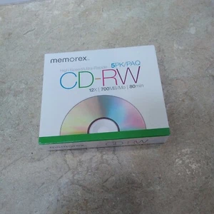 Memorex High Speed CD-RW Discs. 5-Pack. 12x/700MB/80 Min. For Home and PC - Picture 1 of 3