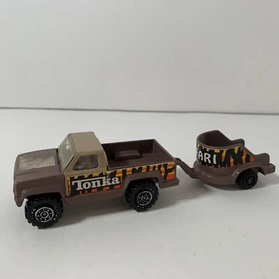 Camioneta pickup de plástico Tonka de colección con logotipo de safari de remolque difícil de encontrar Foto 1 de 4