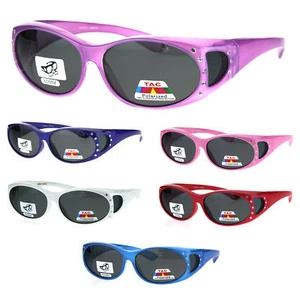 Polarized Womens Rhinestone Pearl Oval Round 60mm OTG Fit Over Sunglasses - Imagen 1 de 25
