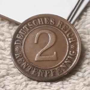 1924  ~ German Bronze ~ 2  Reichspfennig KM#31 ~ Germany ~ Circulated Pfenning  - Picture 1 of 12