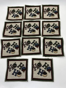 Vintage HO HO HO Tapestry Squares 11 Lot Christmas Coasters DIY Crafts 6.5x6.5 - Picture 1 of 8