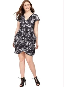 Vestido túnica City Chic mono floral con cremallera frontal talla grande - Imagen 1 de 9