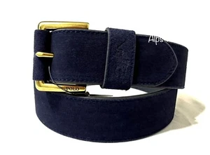 New NWT Polo Ralph Lauren Men's  Roller-Buckle Suede Belt Navy Size 32 - Picture 1 of 7