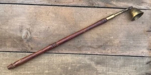 Vintage Brass Candle Snuffer With Wood Handle 14” - Picture 1 of 8