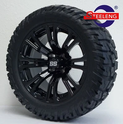GOLF CART 14" BLACK VOODOO WHEELS/RIMS and 22" 'GATOR' ALL TERRAIN DOT TIRES - Imagem 1 de 4