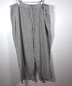Old Navy Womens XXL Pants Gray & White Stripe Linen Wide Leg Lagenlook Boho - Picture 1 of 12