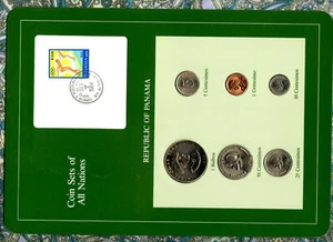 Coin Sets of All Nations Panama w/card 1982-1984 Balboa 1984 UNC Swimming - Picture 1 of 2