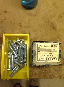 25 Auveco Steel Grade 5 1/2-20 x 2 inches Cap Screws - Picture 1 of 2