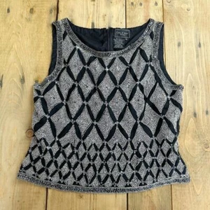 Cote D' Azur Silk Beaded Top Evening Embroidered XL Crop Formal - Picture 1 of 9