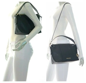 Michael Kors Brooke Medium Top Zip Leather Shoulder Bag Black NWT$378.00 - Picture 1 of 12