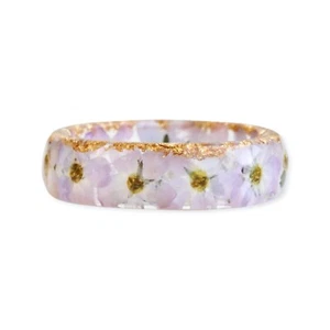 Resin Ring with Pressed Pink Forget-Me-Not Flowers, Nature Inspired Gift - Picture 1 of 11