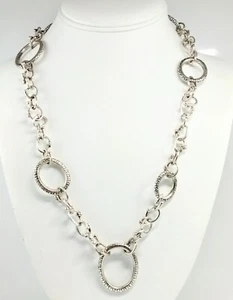 Michael Dawkins Sterling Silver Multi Oval Link Chain Necklace 24” Toggle FZ - Picture 1 of 5