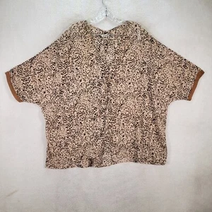 Intimately Free People Leopard Chiffon Sheer Oversized Top Womens Blouse Size M - Picture 1 of 23