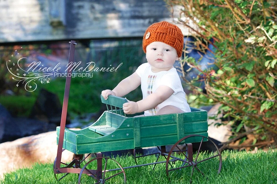 Gorro bebé ganchillo hecho a mano 6 meses para niño bebé regalo color mandarina Foto 1 de 1