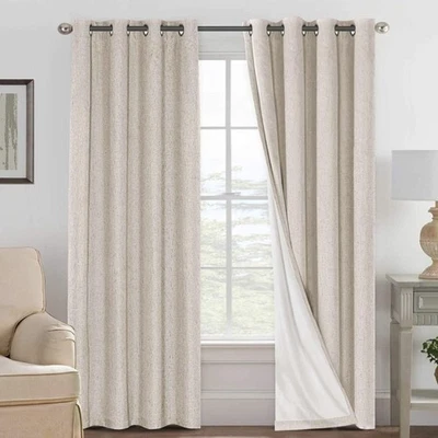 H.VERSAILTEX Linen 100% Blackout Curtains for Bedroom Full Light Blocking Curtai - Image 1 of 4