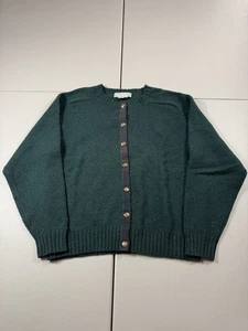 VTG Quissett Cove Sweater Womens XL Scotland Wool Knit Cardigan Gold Button 90s - Picture 1 of 7