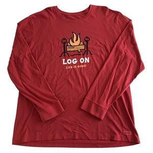 Camiseta trituradora gráfica de fogata de inicio de sesión Life is Good para hombre al aire libre GORP talla XXL - Imagen 1 de 8