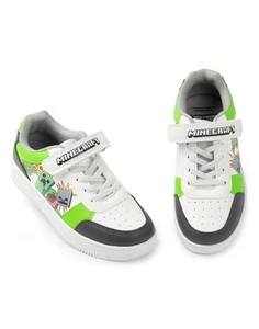 Minecraft White Creeper Hook and Loop Trainers Boys - Picture 1 of 9