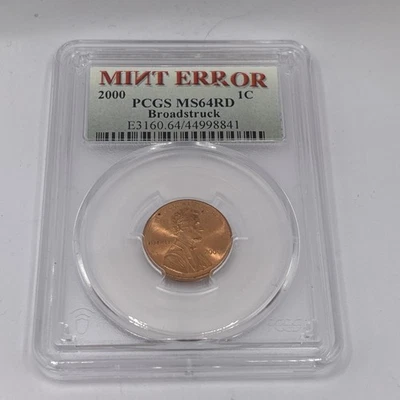 2000 1C PCGS Lincoln Broadstruck Mint Mint Error MS64RD - Image 1 of 2