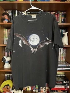 VINTAGE Habitat Tag WRAP AROUND Bat Moon Phases Graphic Size XL Nice Fade - Picture 1 of 5
