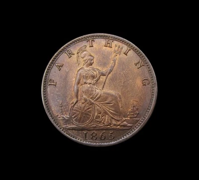 VICTORIA 1865 BRONZE BUN HEAD FARTHING - UNC - Image 1 of 2