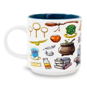 Harry Potter Hogwarts Allover Icons Ceramic Stacking Mug | Holds 13 Ounces - Picture 1 of 7