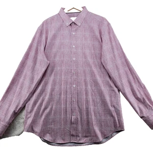 Bugatchi Uomo Shaped Fit Men's Size XXL Pink Stretch Long Sleeve Casual Shirt - Picture 1 of 13